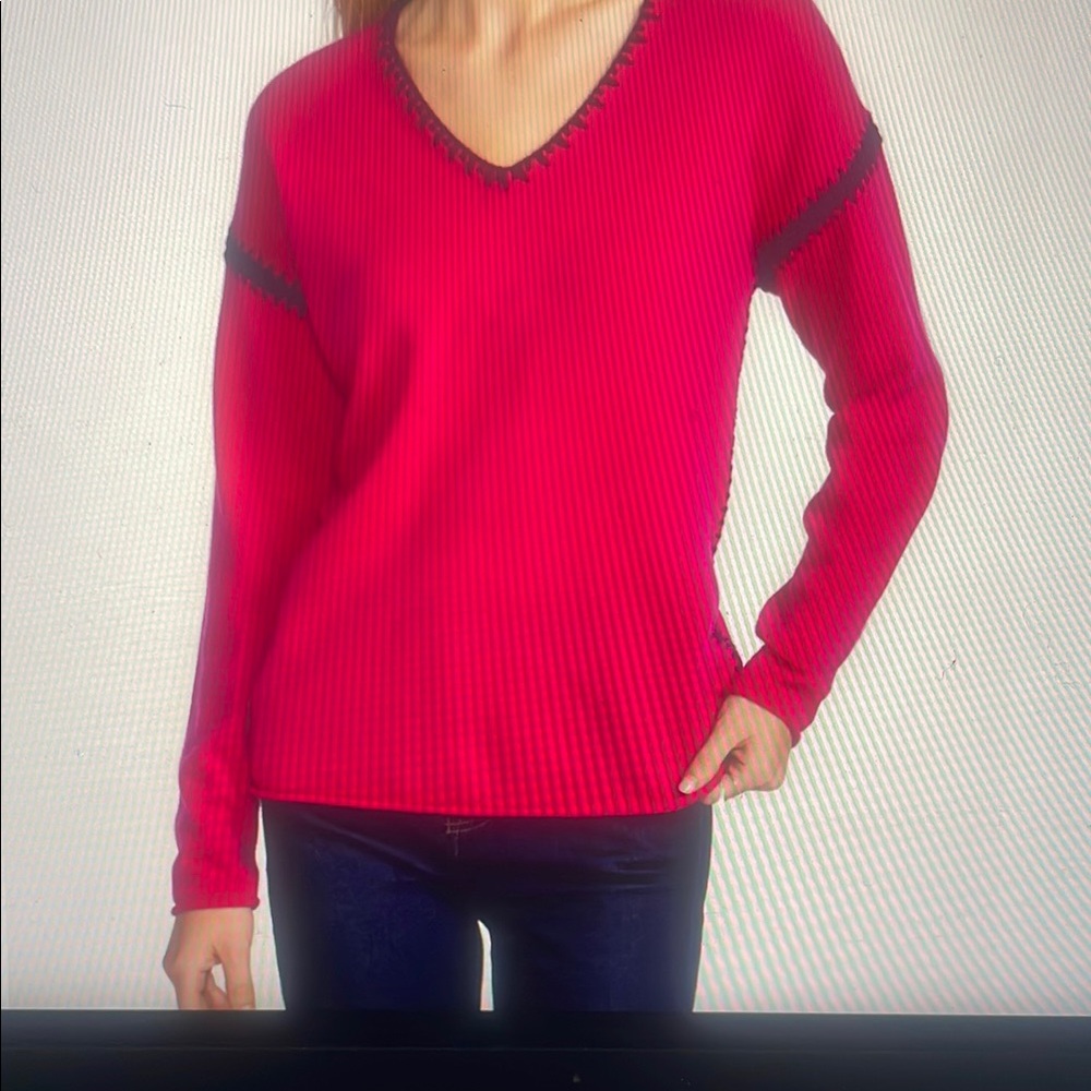 Johnny Was Women's V-Neck Red Sweater-wool/cashmere BRAND NEW